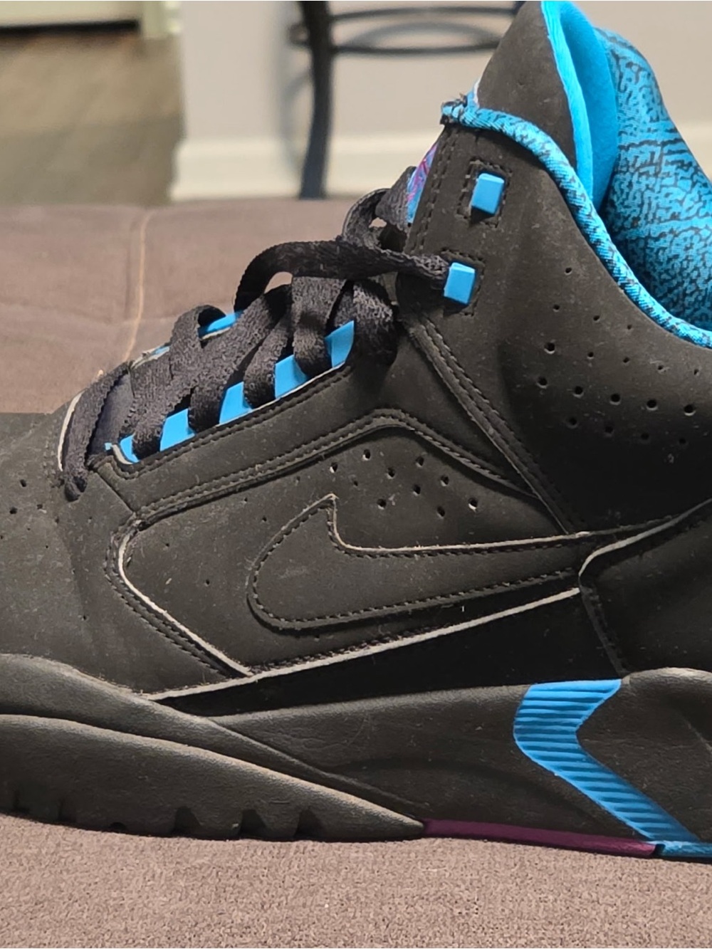 Nike Black Sneakers with Blue and Pink Accents
